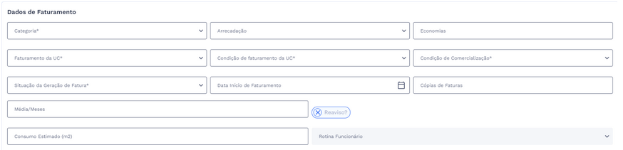Quadro: Dados de Faturamento
