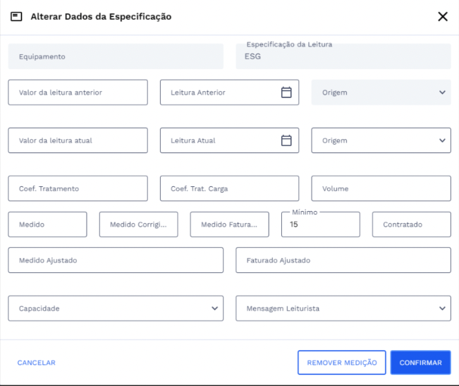 Alterar Dados da Especificação