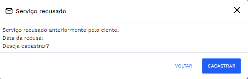 Janela serviço recusado