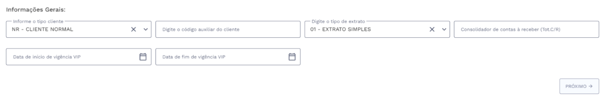 Card dos dados do cliente: Informações Gerais