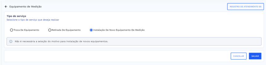 Instalação de Novo Equipamento de Medição