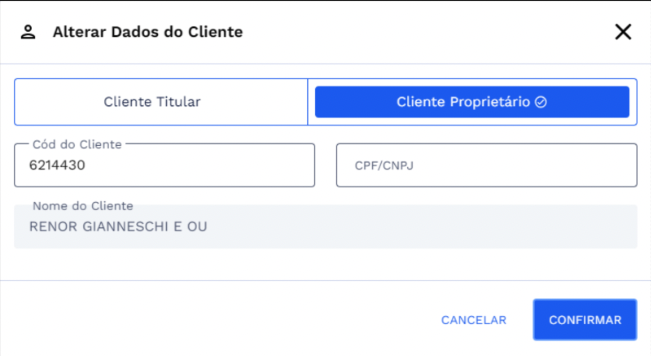 Alterar Dados do Cliente: Proprietário)