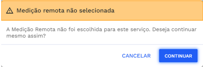 Validação: Medição remota não selecionada