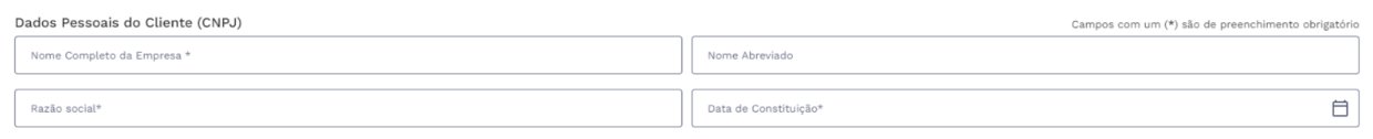 Dados Pessoais do Cliente (CNPJ)