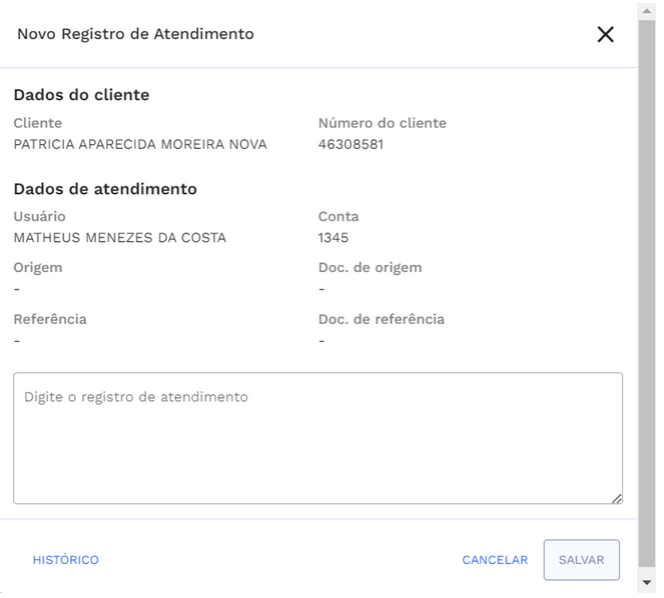 Geração do Registro de Atendimento