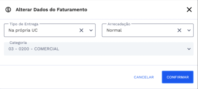 Alterar Dados do Faturamento)